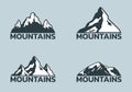 Mountain logo set. Rocky mountains icon or badge collection. Vector illustration. Royalty Free Stock Photo